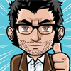 Cartoon image of a man with glasses giving a thumbs up