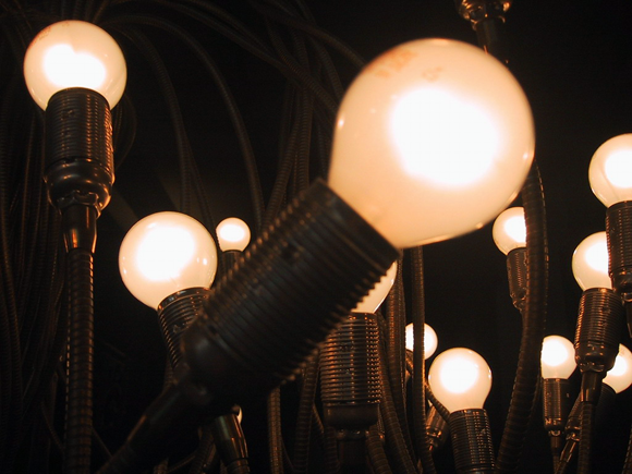 lightbulbs connected to flexible sockets