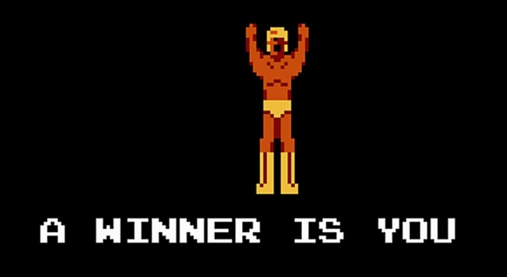 A pixel wrestler saying A winner is you