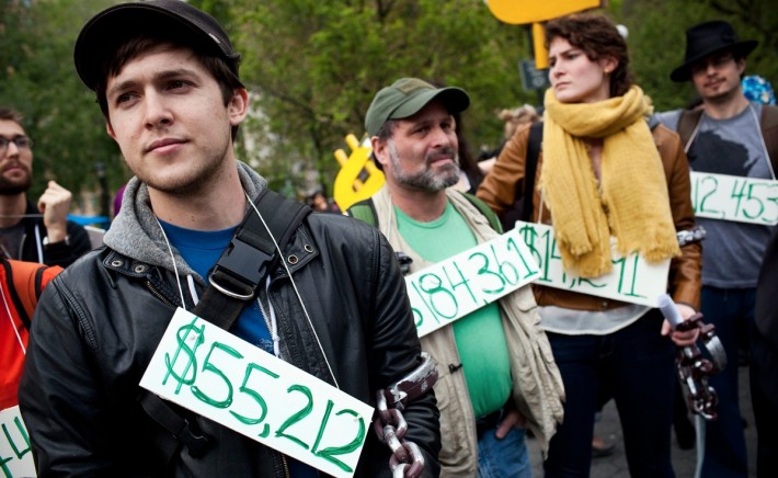 people protesting student debt