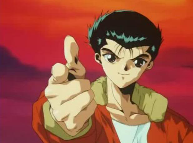 anime character finger pistol gesture