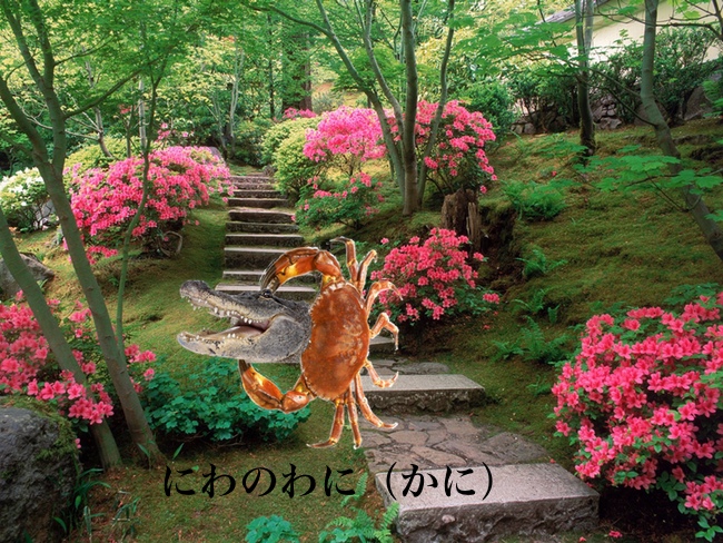 Japanese garden with a crabigator