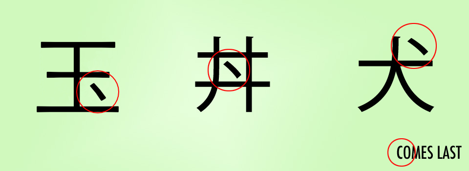 Stroke order for kanji that contains dashes