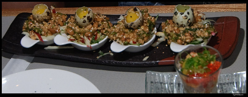 Some natto served with quail eggs