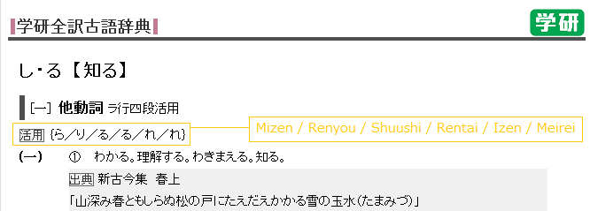 kobun verbs shiru dictionary entry