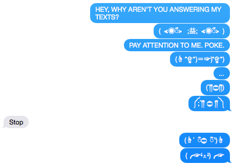 using kaomoji to annoy a friend in chat