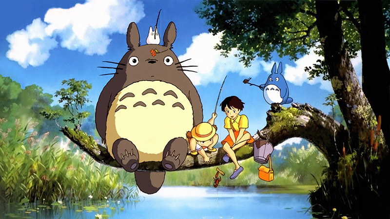 Characters from Totoro fishing