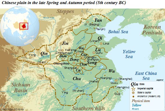map of china circa 5 bc
