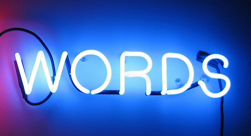 neon lights shaped into WORDS