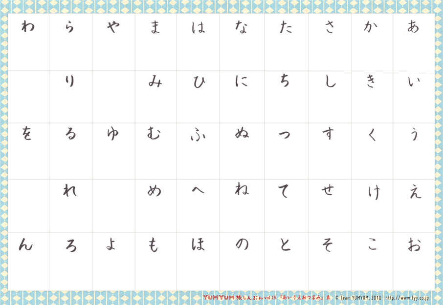 Hiragana Blank Chart