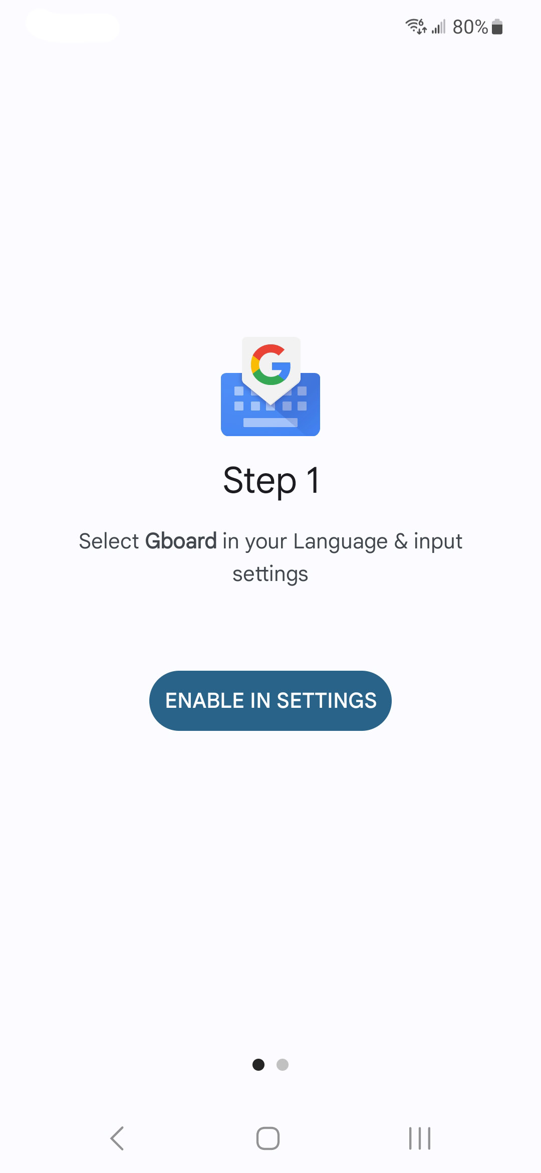 step 1 of gboard onboarding