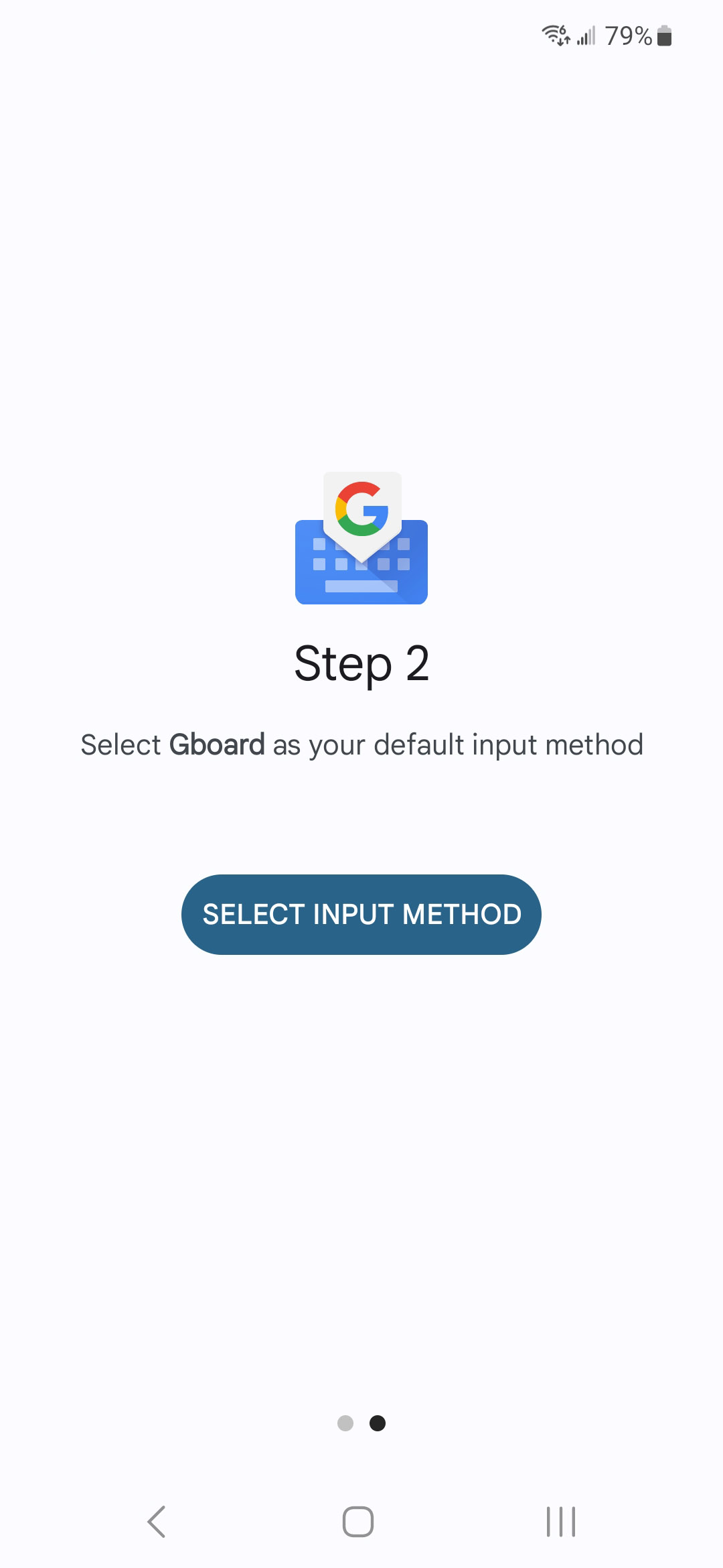 step 2 of gboard onboarding