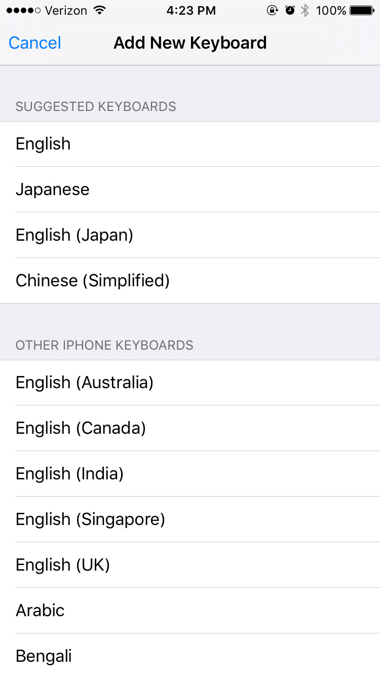 choosing japanese keyboard input on ios