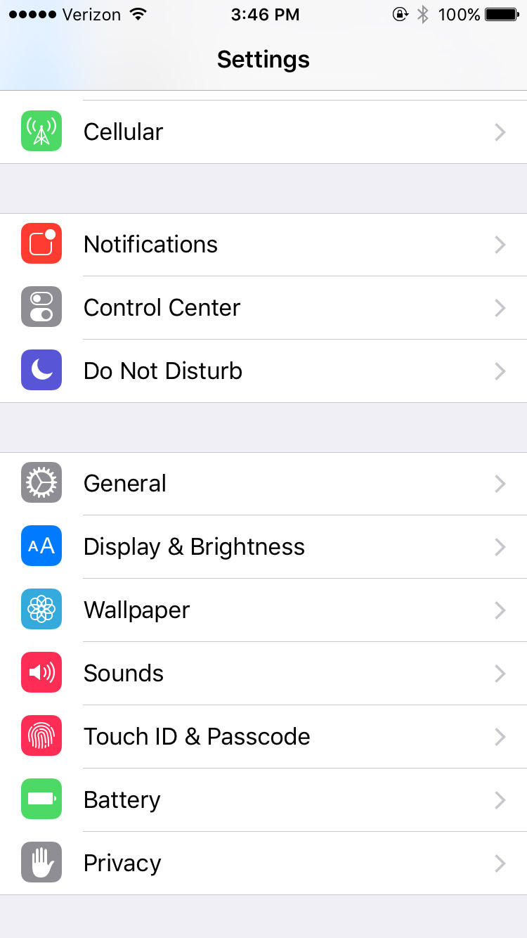 ios settings