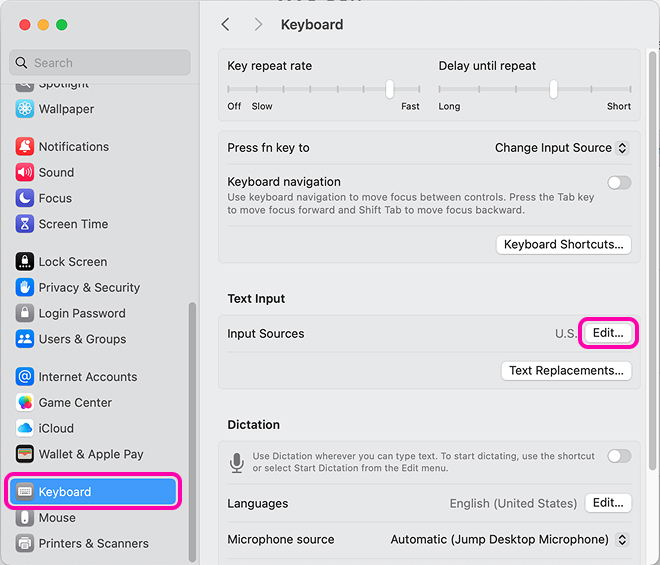 mac osx keyboard settings
