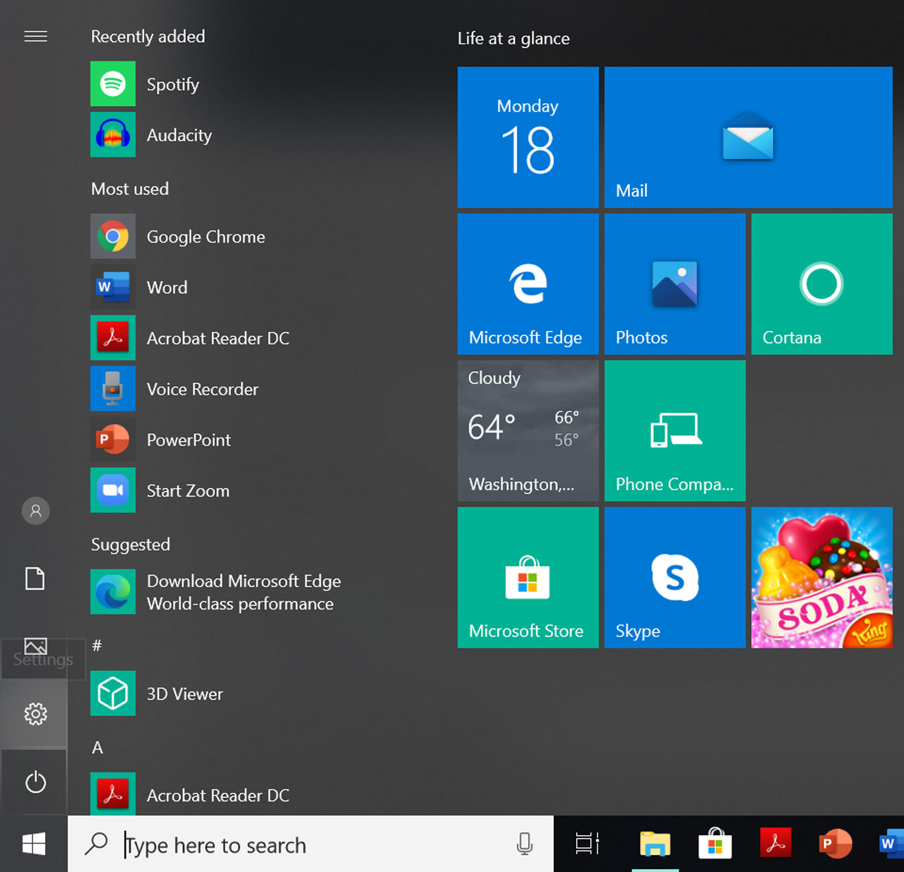 windows 10 start menu