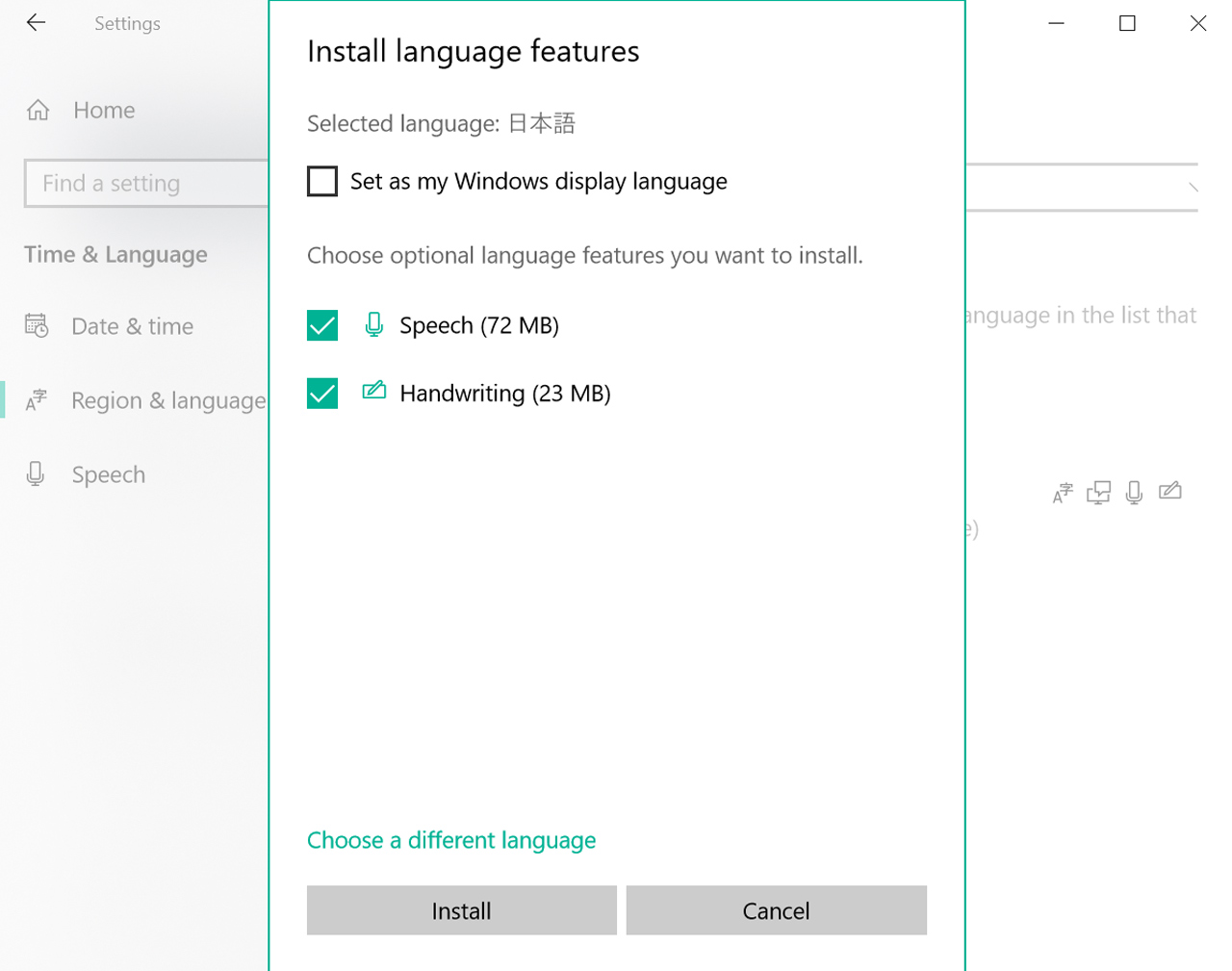 windows 10 japanese install options