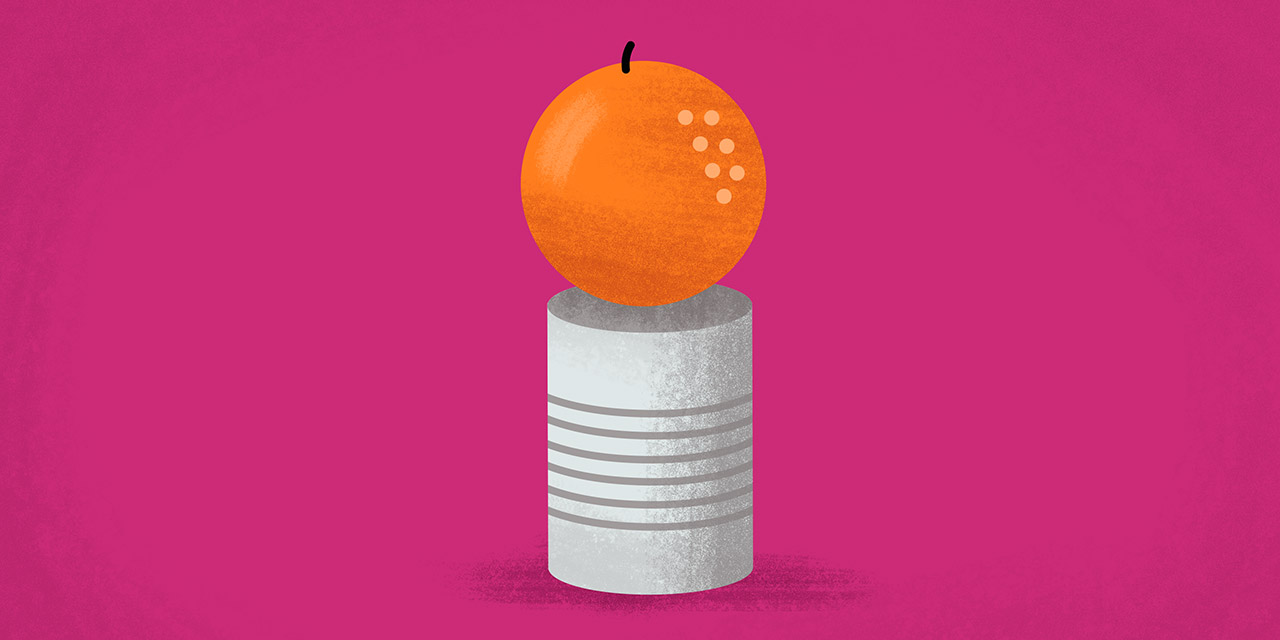 tangerine on top of a can