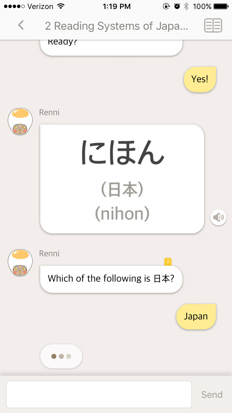 eggbun japanese learning app renni asks about japan