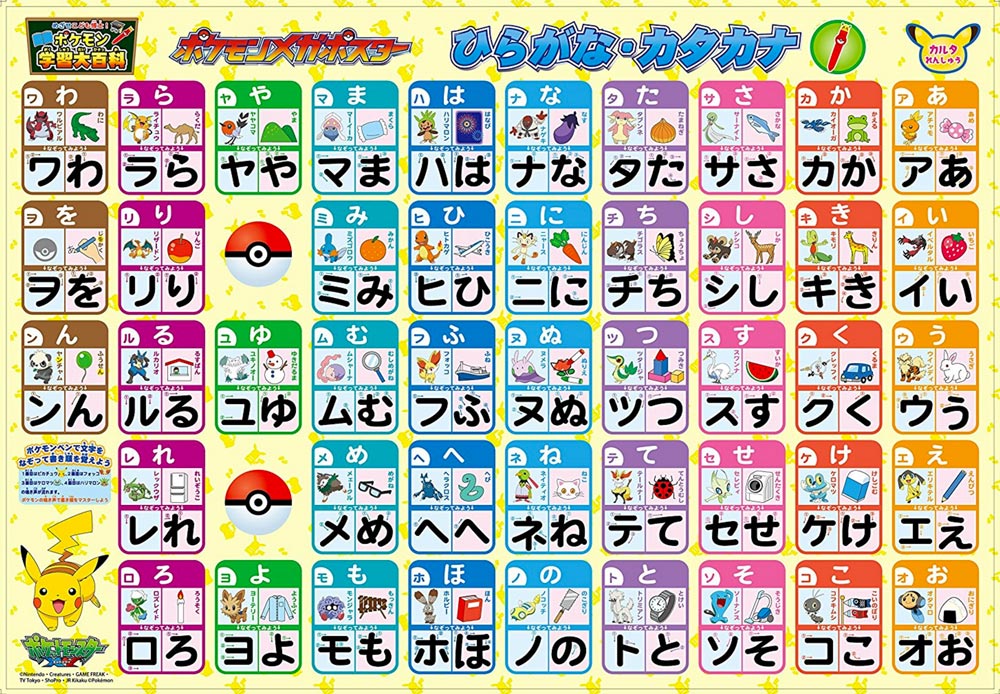 japanesen pokemon names in a katakana chart