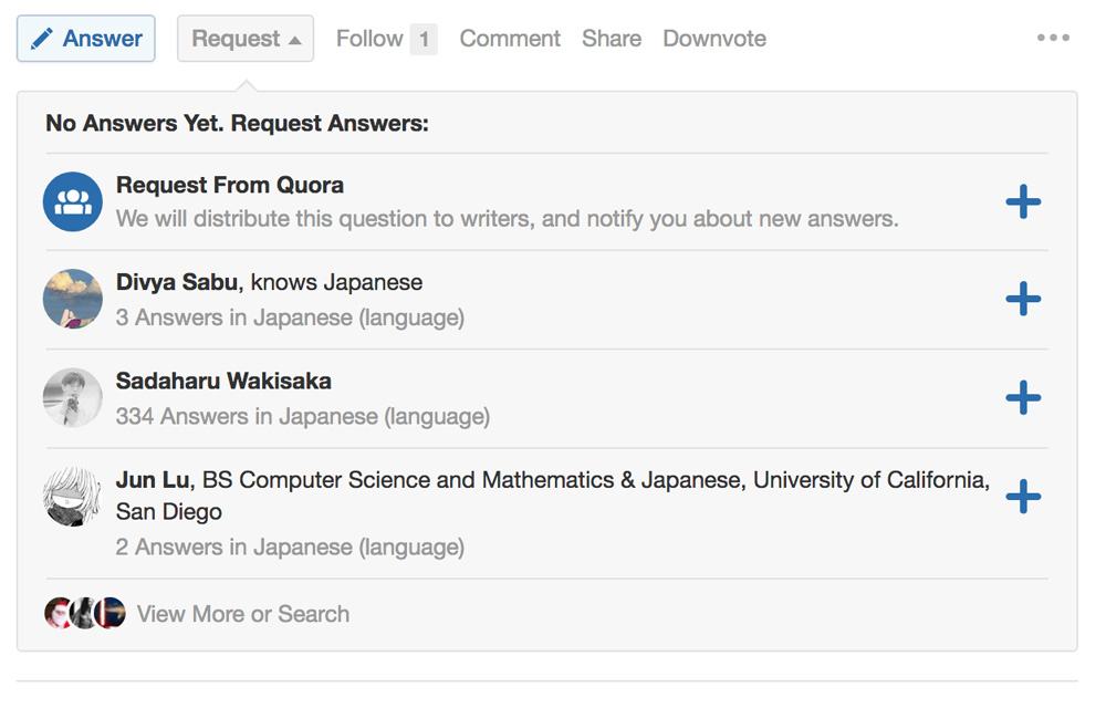 user suggestions from quora