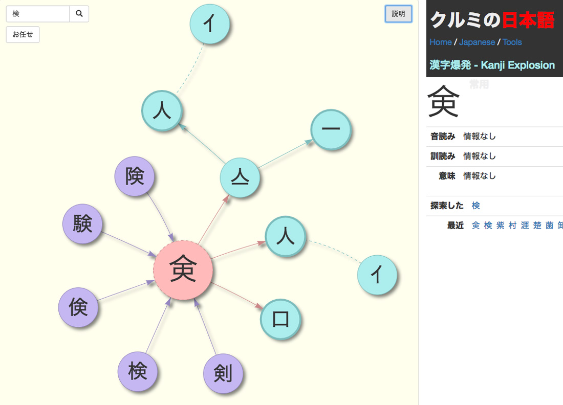 kanji breakdown map from kanji bakuhatsu