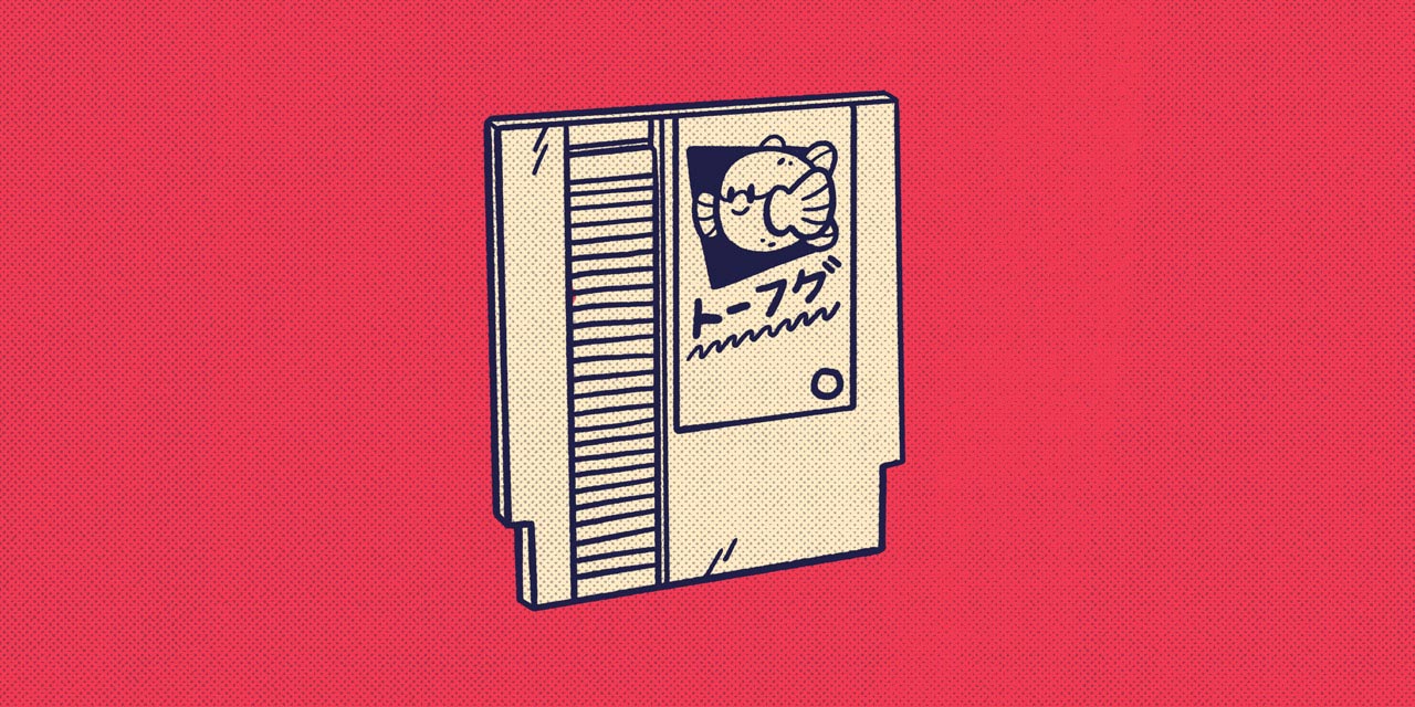 NES cartridge with tofugu mascot and logo