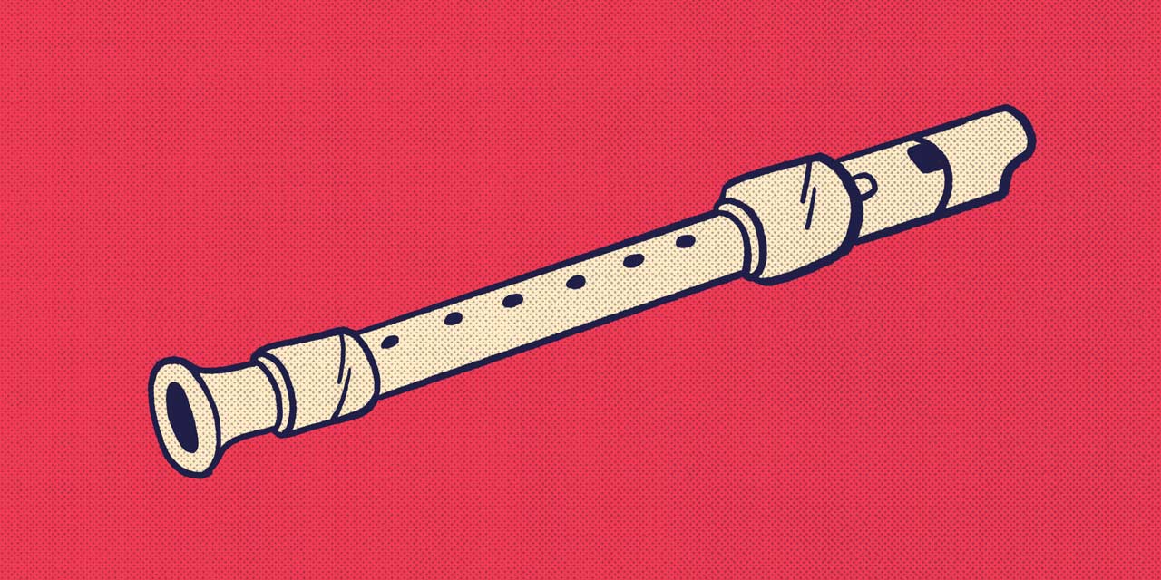 flute recorder with red background