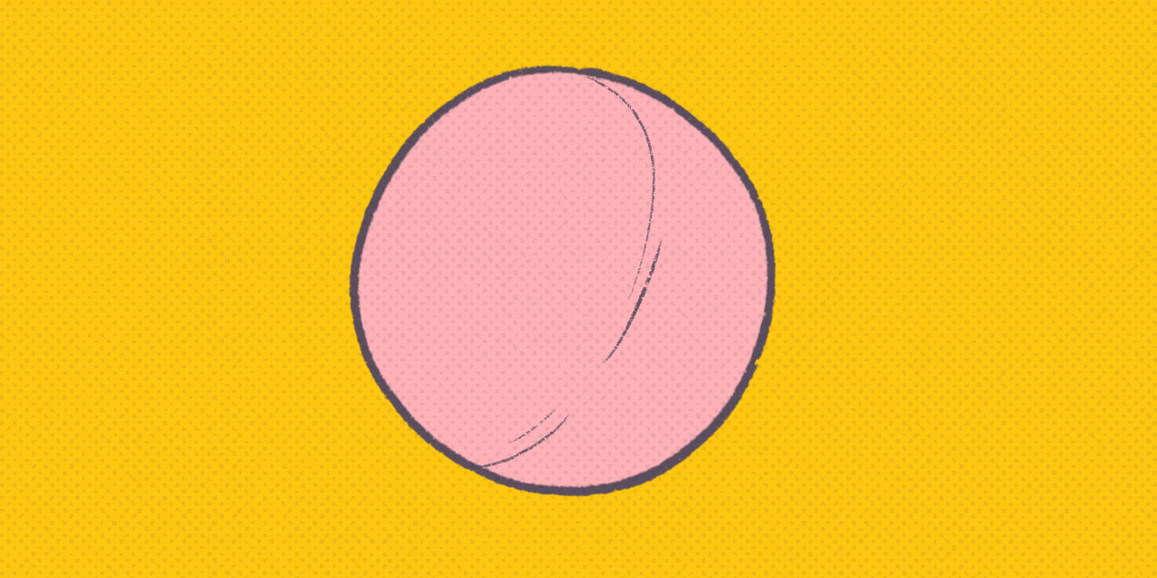 pink ball on a yellow background