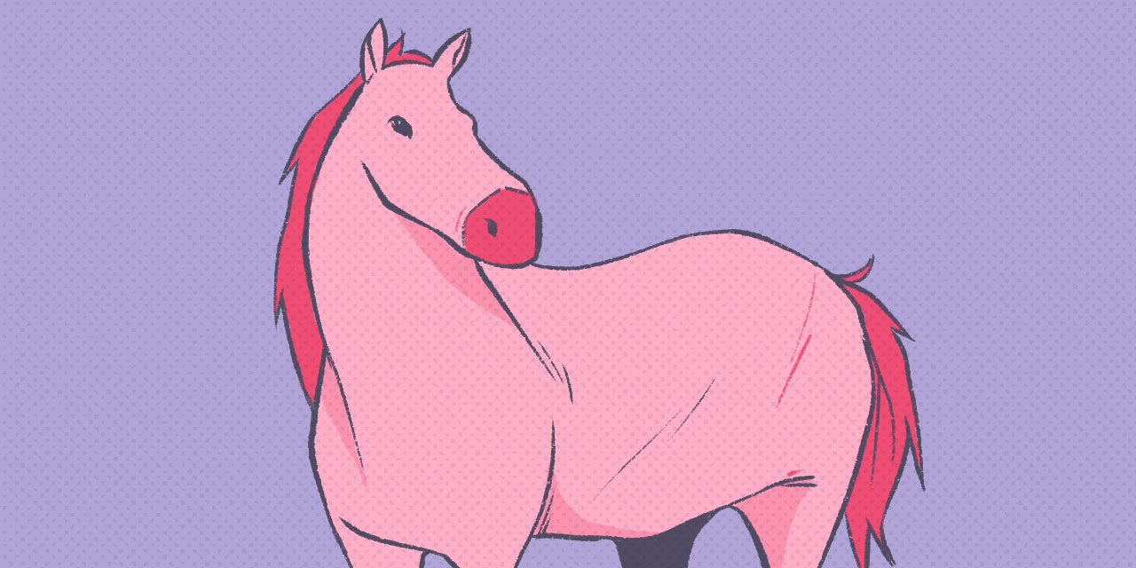 pink horse on  purple background