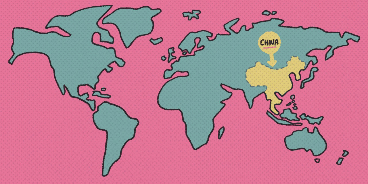 world map highlighting china
