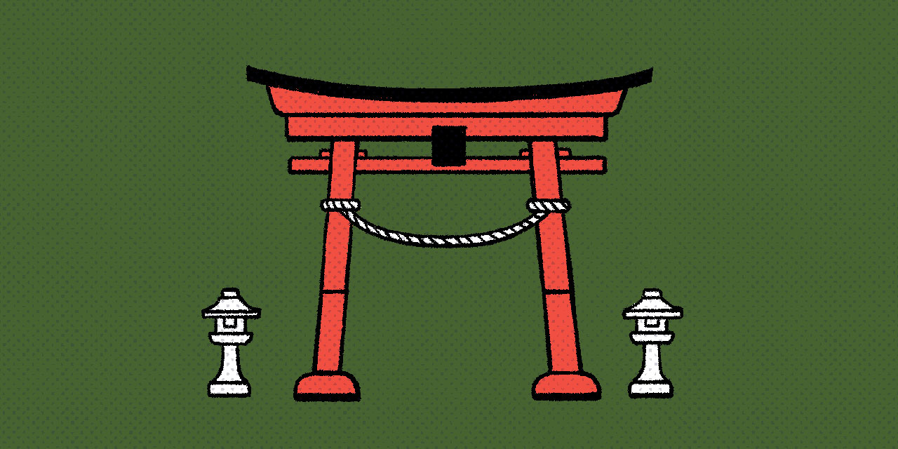 red japanese torii gate and lanterns