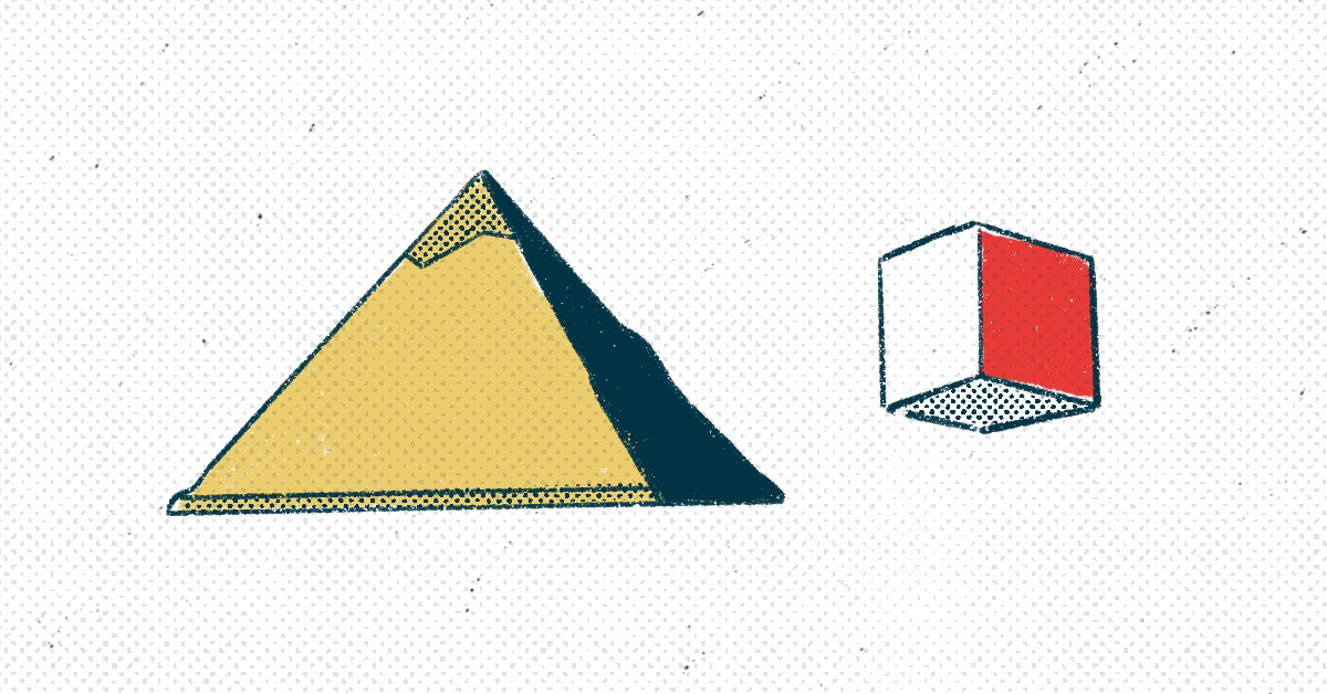 a pyramid and a cube