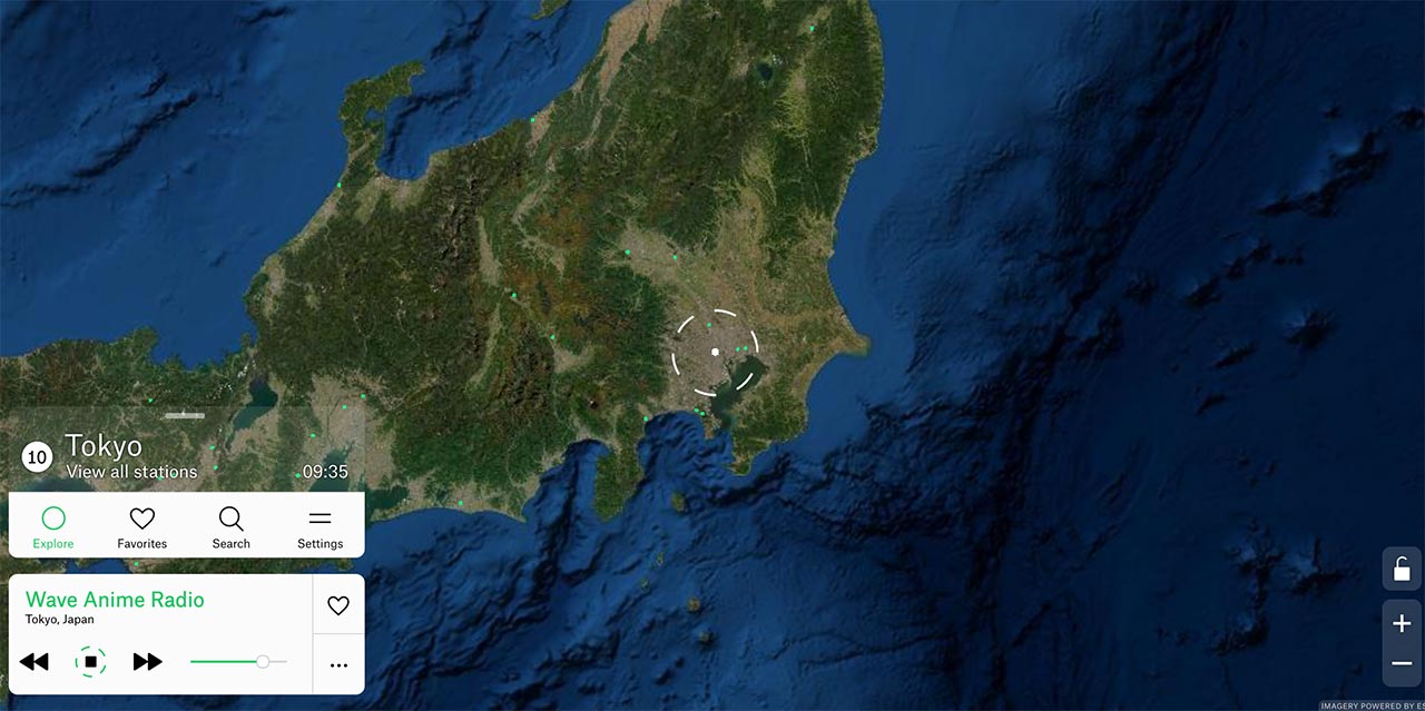 global map of radio stations on the radio garden website