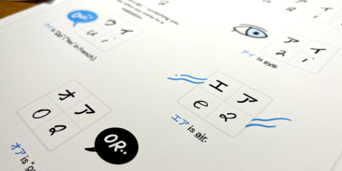 una página llena de pruebas de ejercicios de lectura katakana