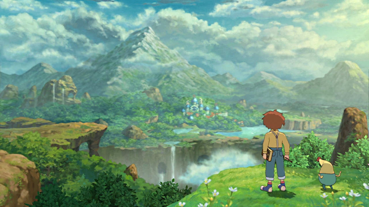 Oliver gazes at the beautiful landscape in Ni No Kuni