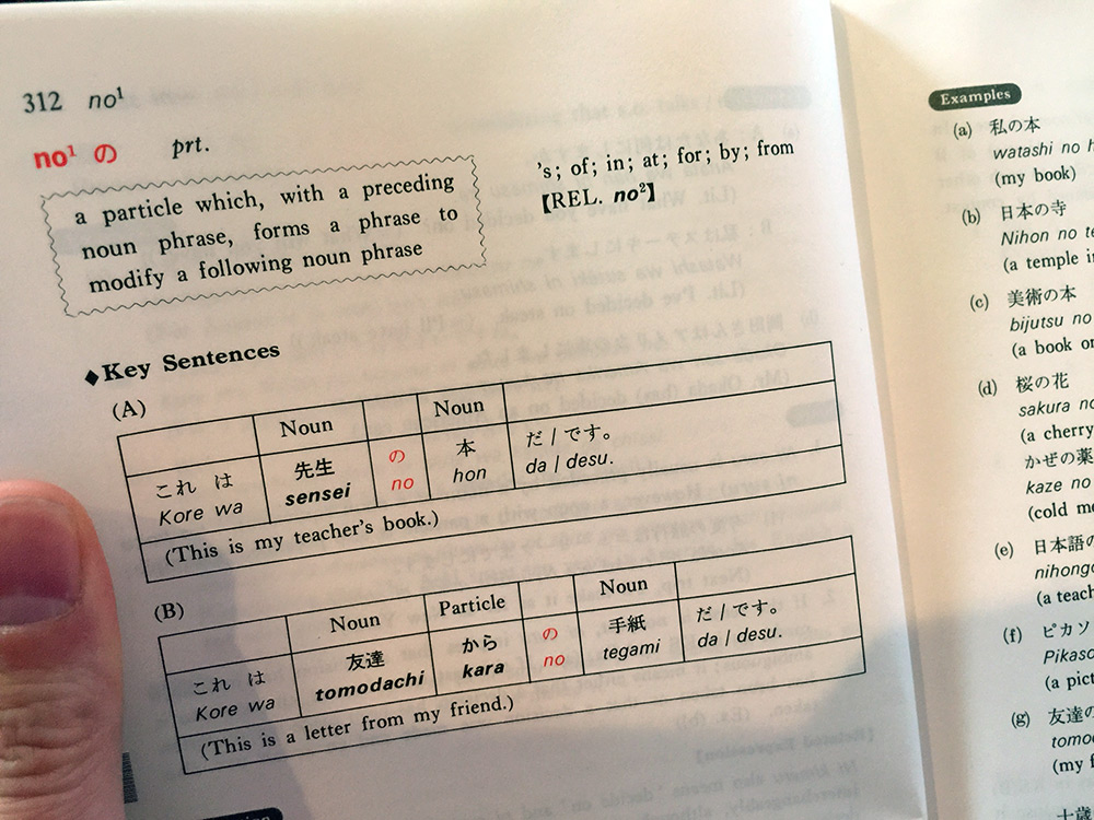 Japanese grammar dictionary open page