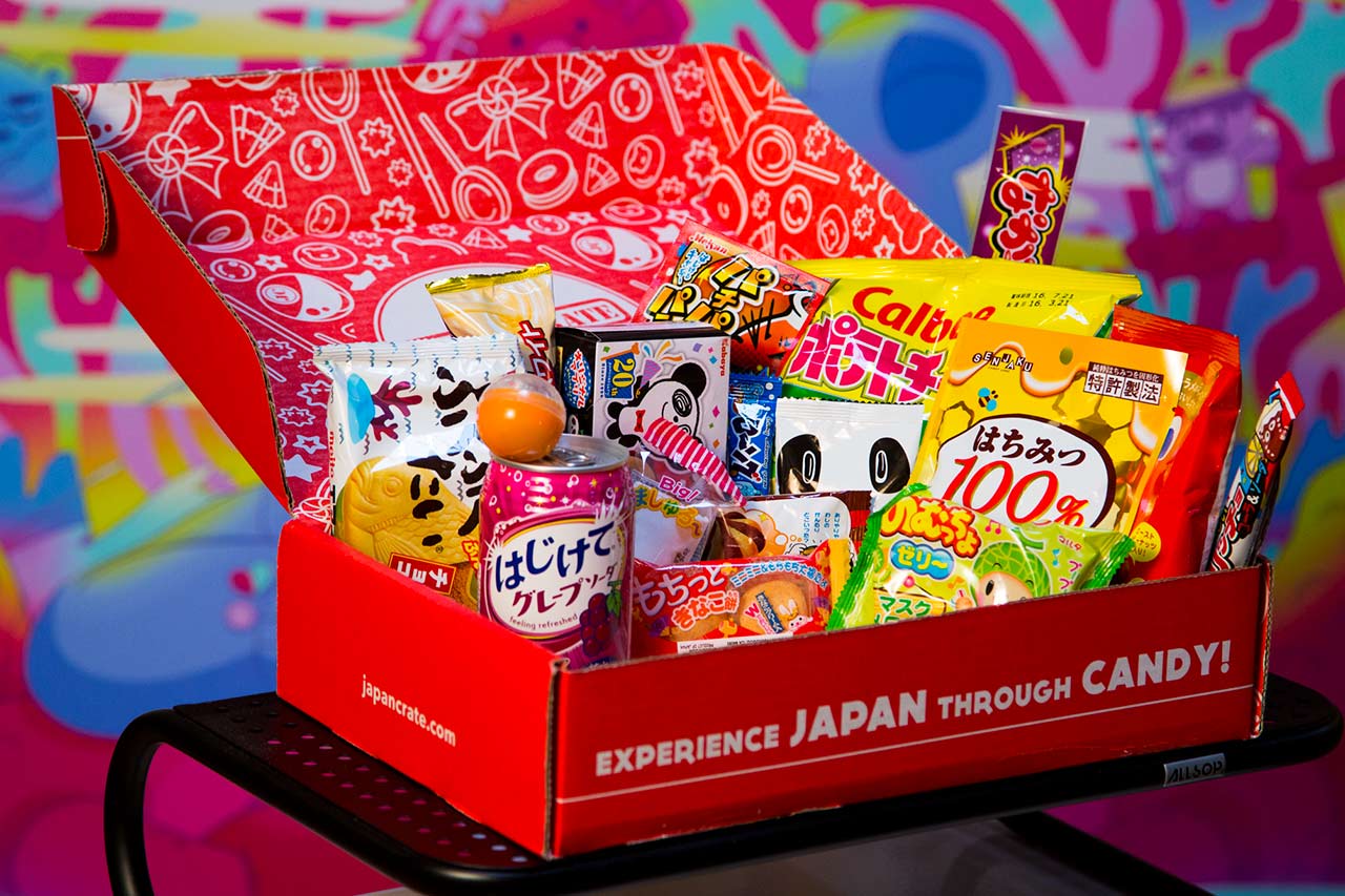 japan crate opened and showing candy