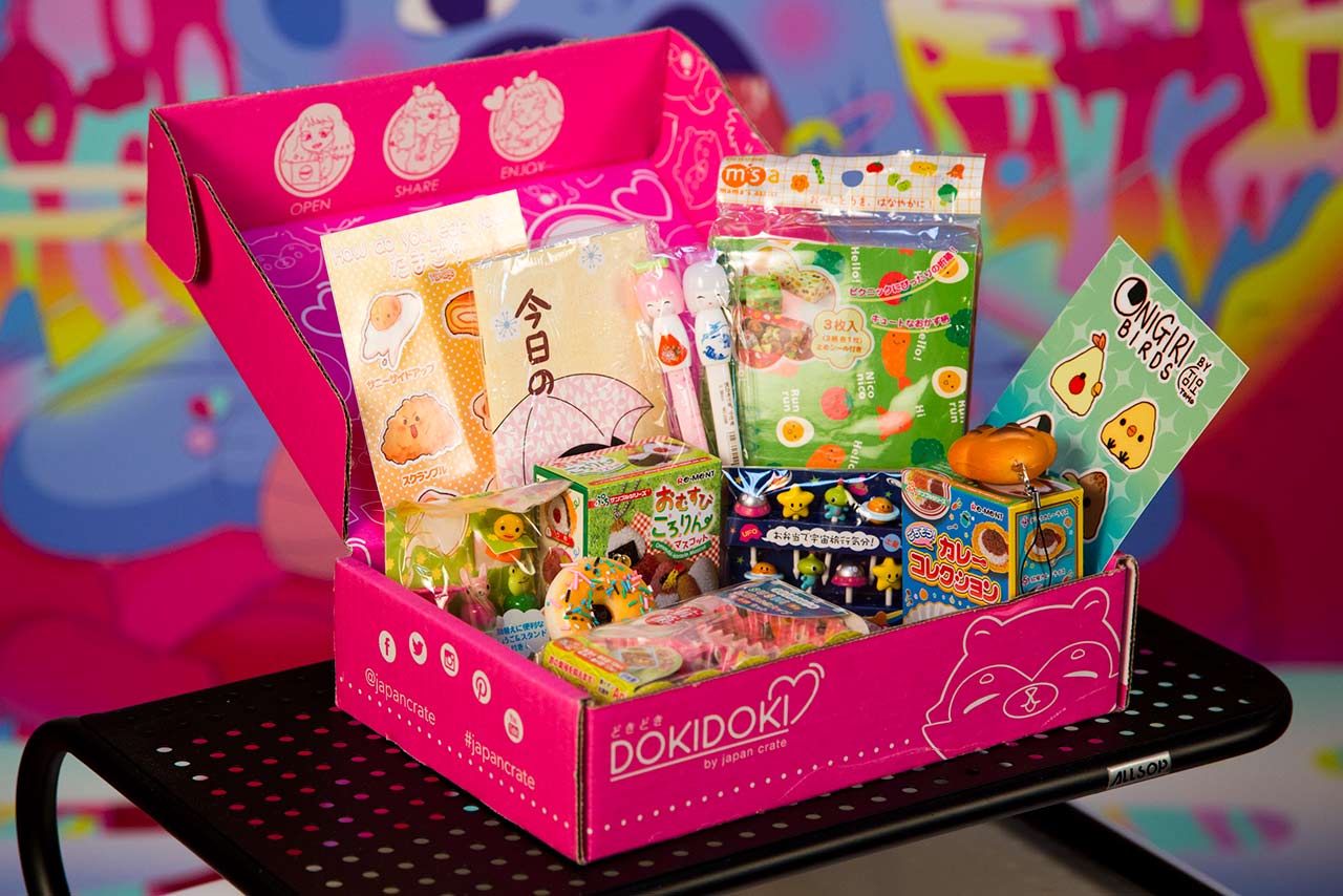 doki doki box filled with japanese stickers and toys