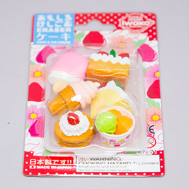 package of japanese erasers shaped like food