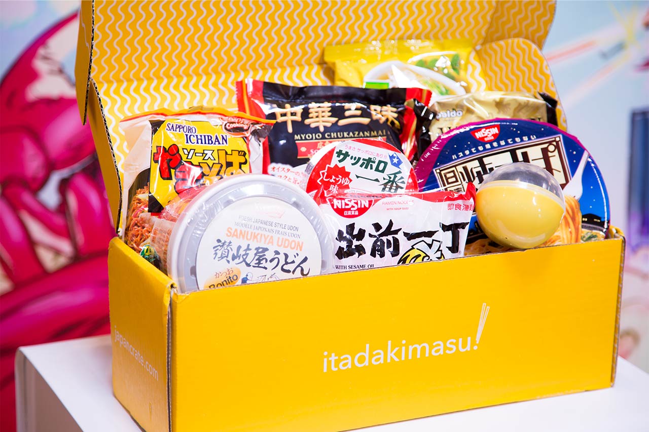 open yellow box showing noodles from japan