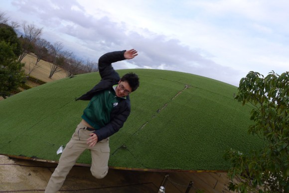 jumping off of grass half dome