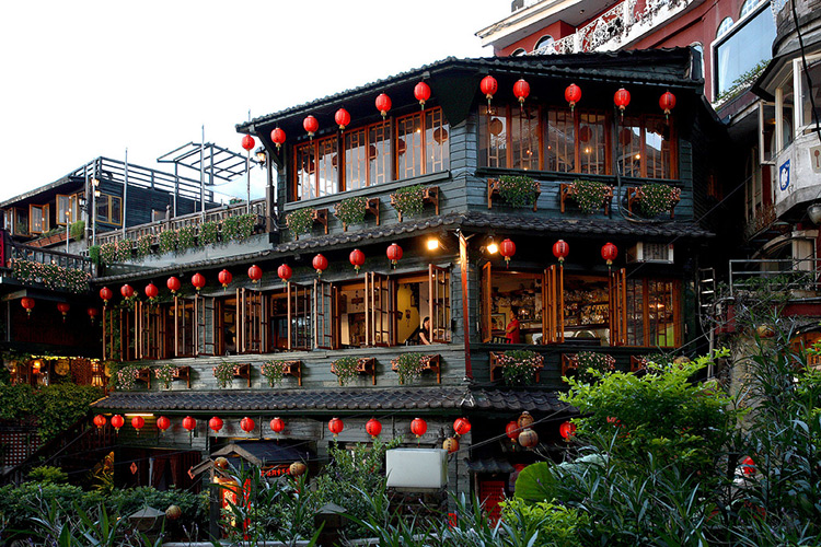 jiufen taiwan tea house three floors lanterns