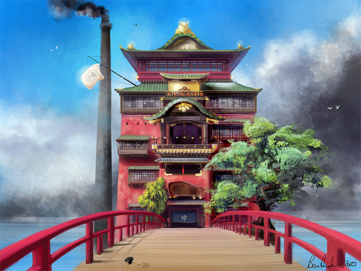 artist rendition of the bathhouse from spirited away