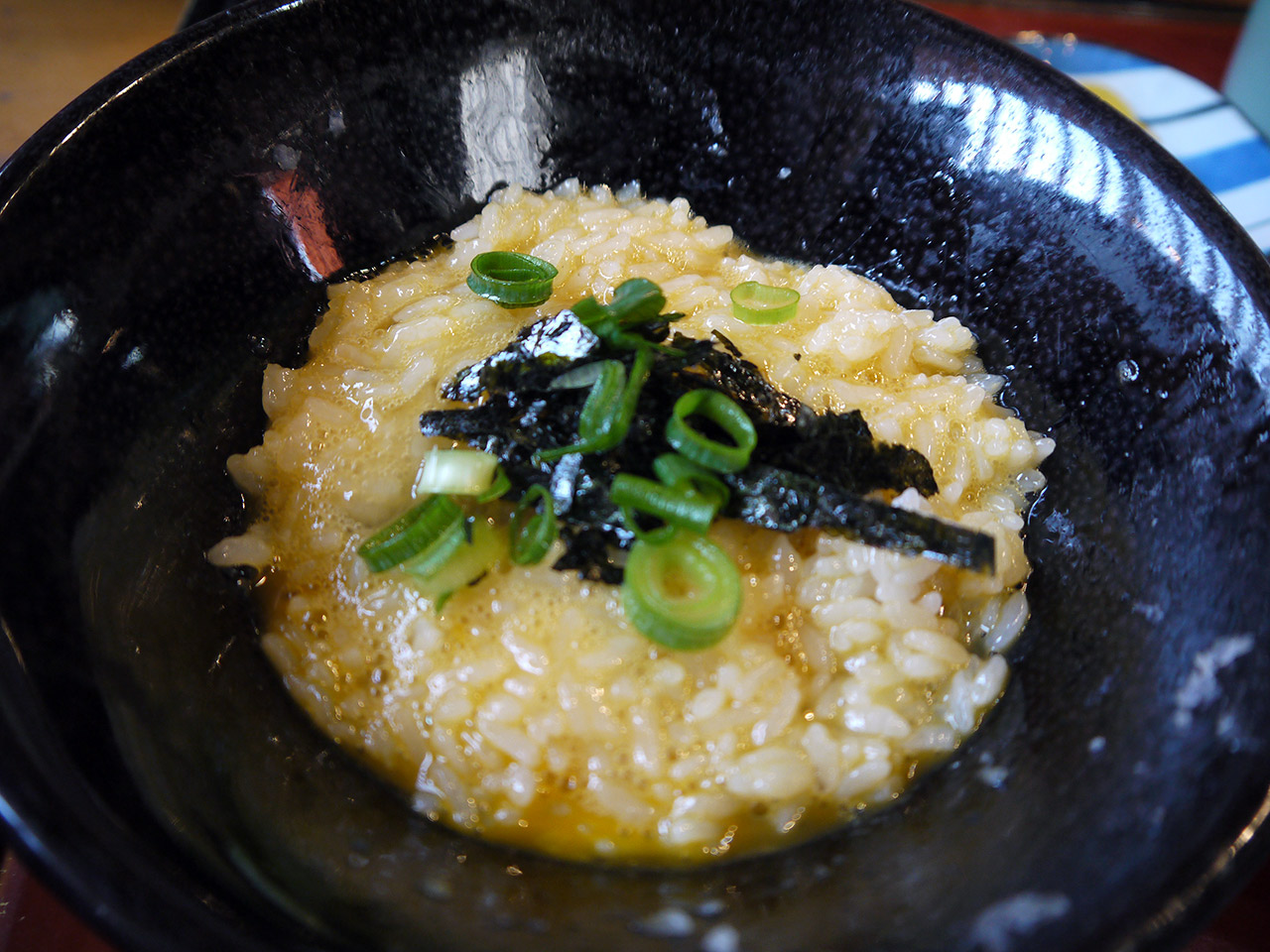 tamago kake gohan raw egg with rice and nori and onion
