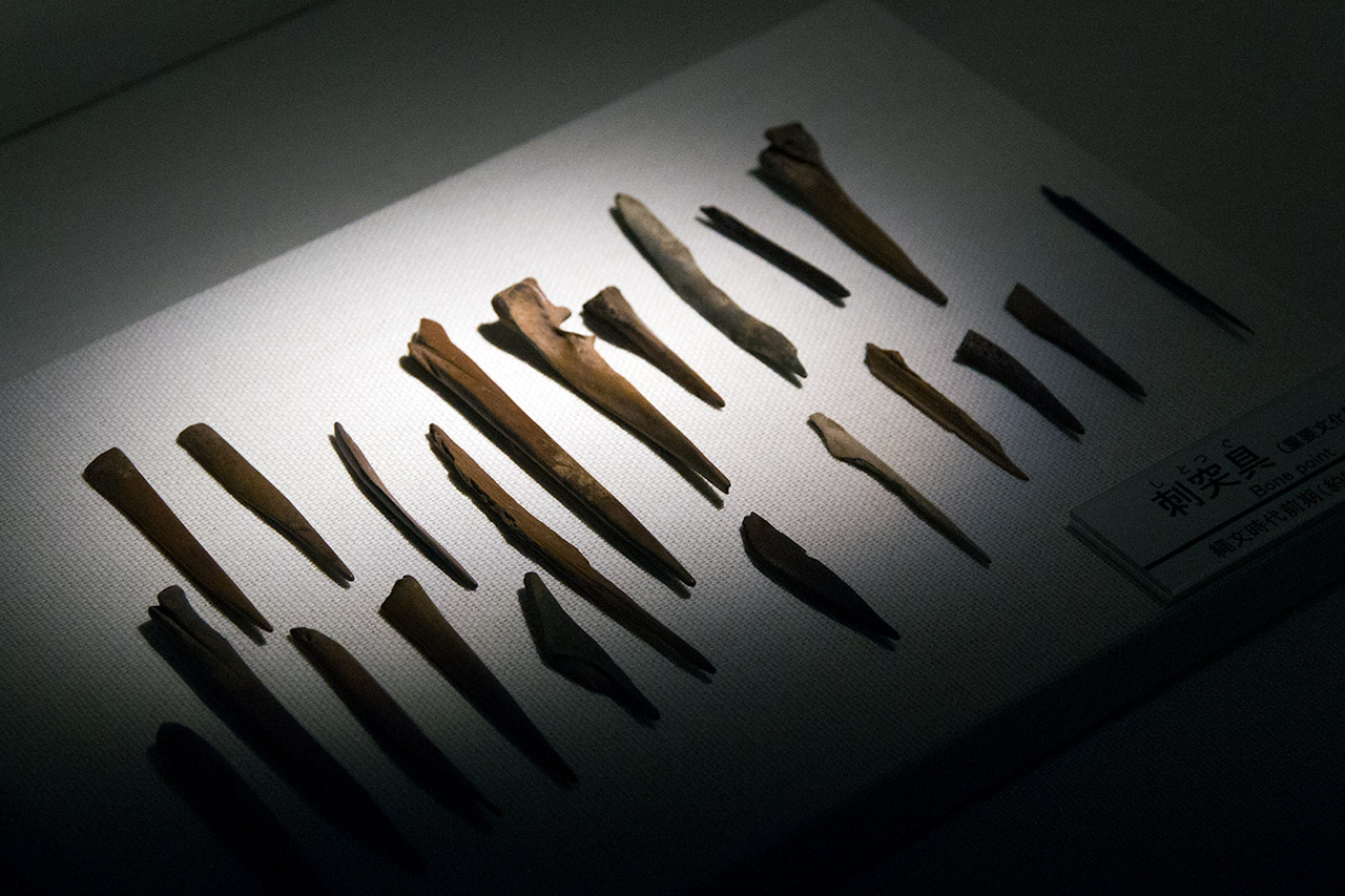 wood tool artifacts on display in Japanese museum