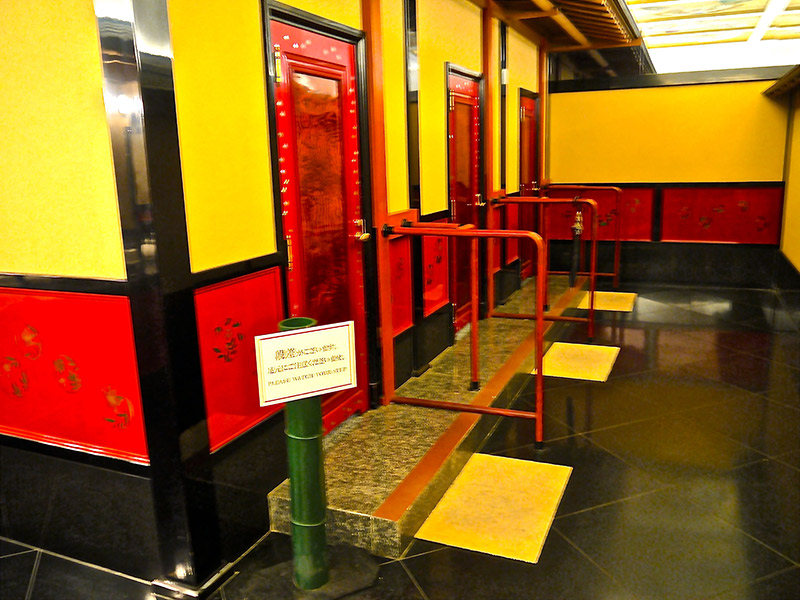 red door bathroom stall