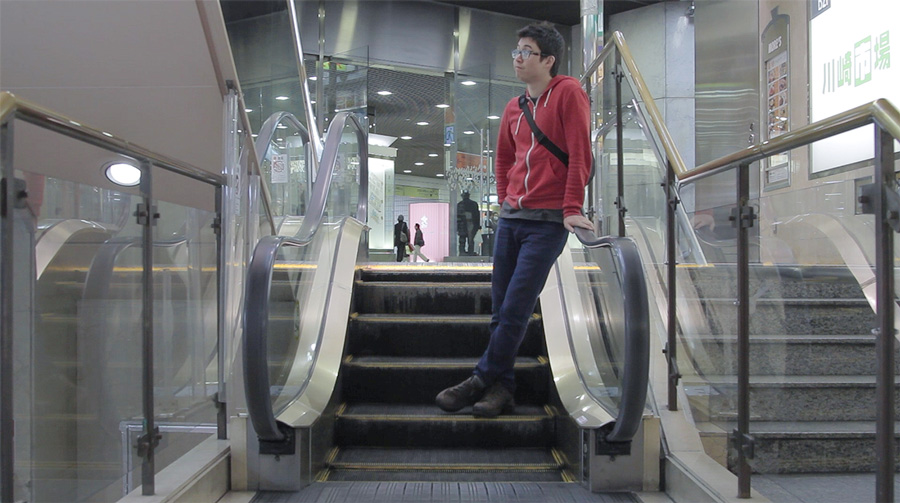 Riding down the world's shortest escalator