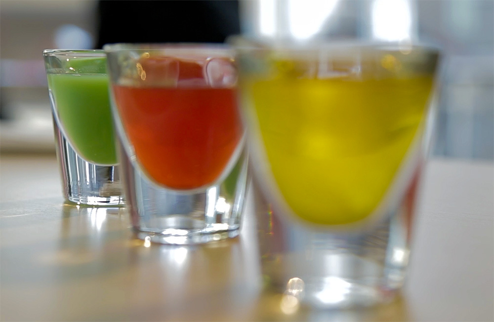 A line of Russian roulette drink shots at NicoNico Cafe