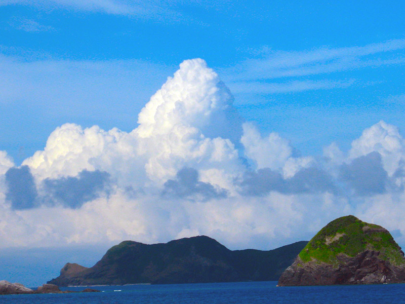 view of green scenic aka island from the water